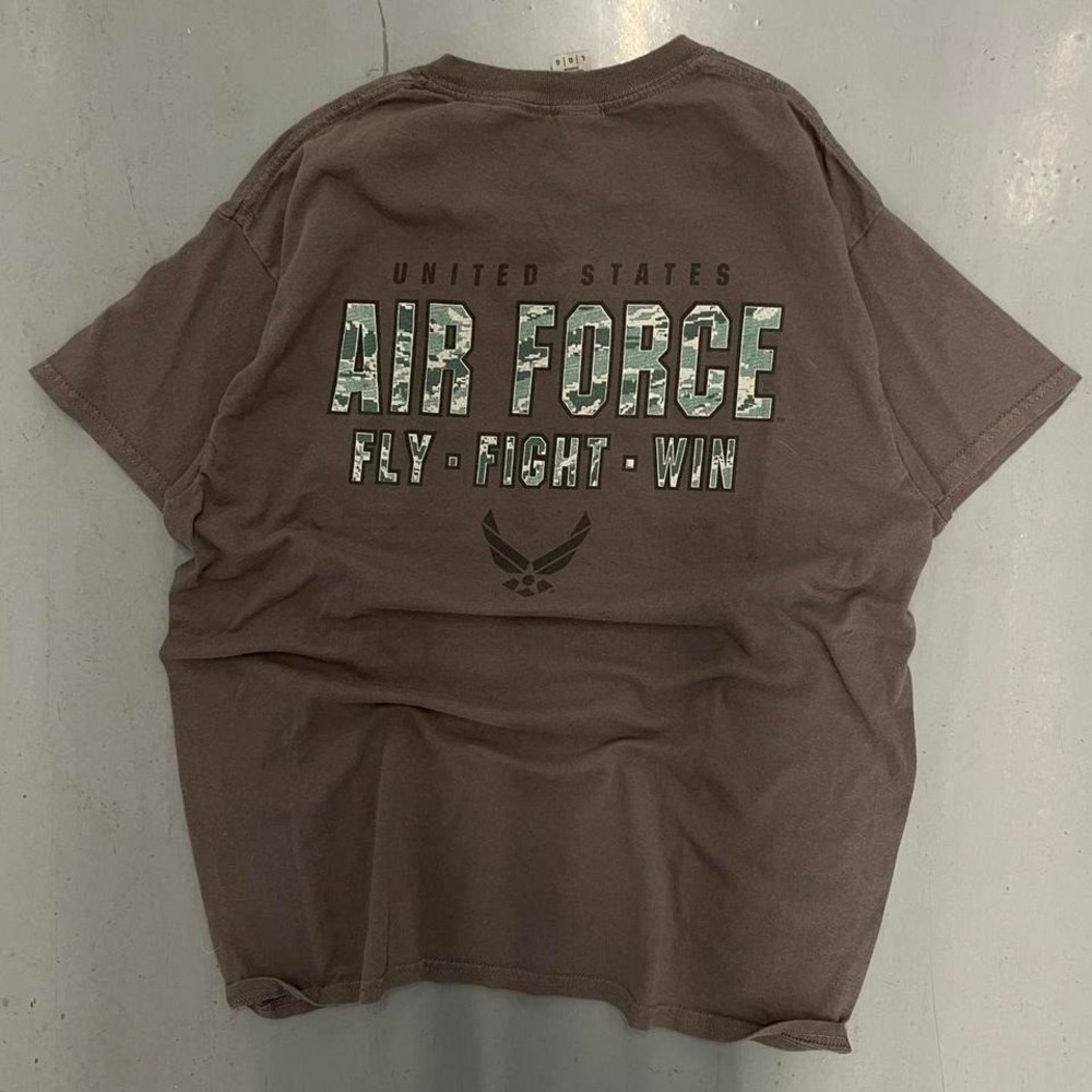 Airforce brown tee with sick‎ back graphic